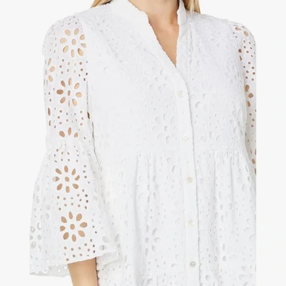 Size S Lilly Pulitzer cotton bekah dress white Elegant White Eyelet Dress - Picture 3 of 12